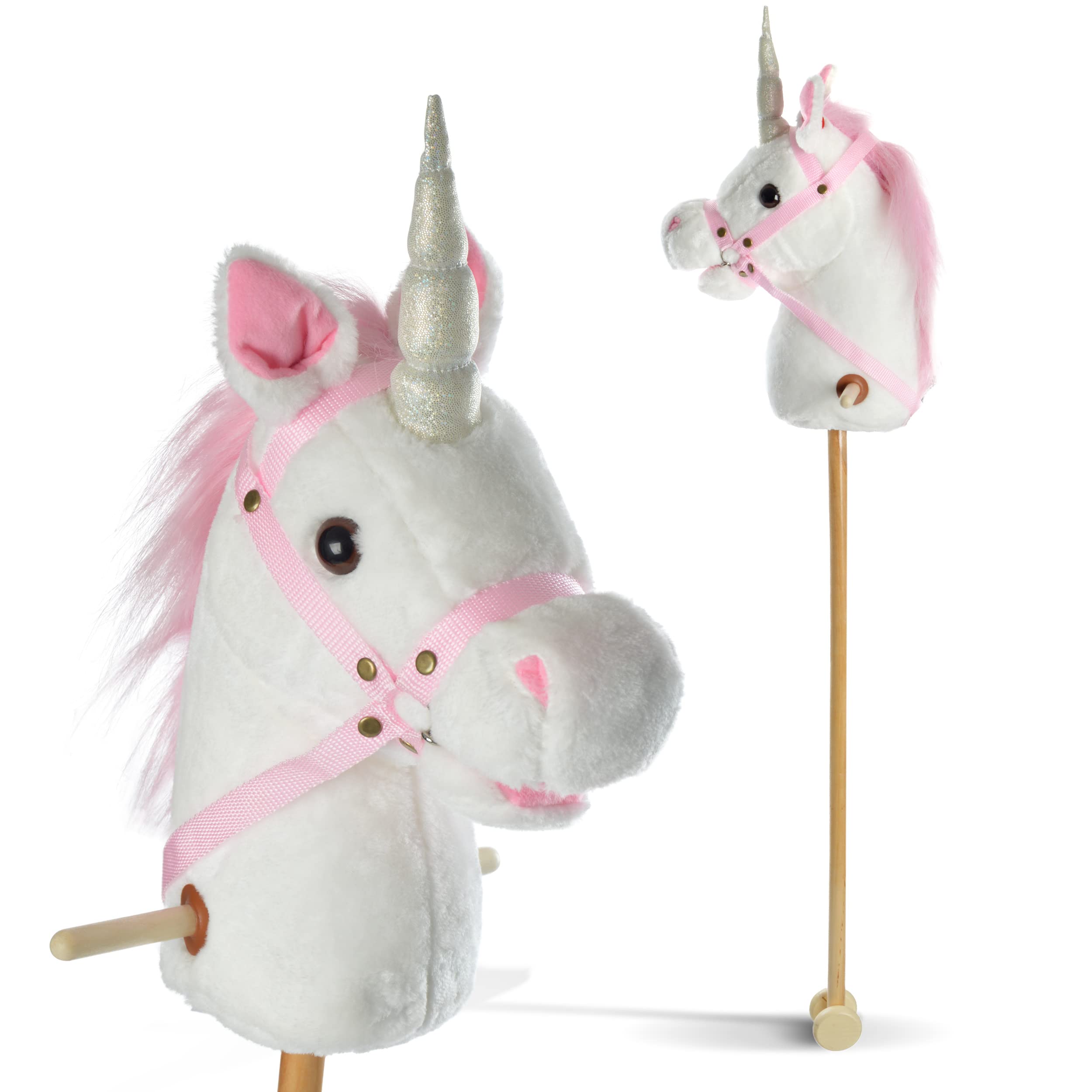 Pink Papaya Steckenpferd Einhorn Mandy – Plüsch-Spielpferd mit Sound für Kinder ab 3 Jahren