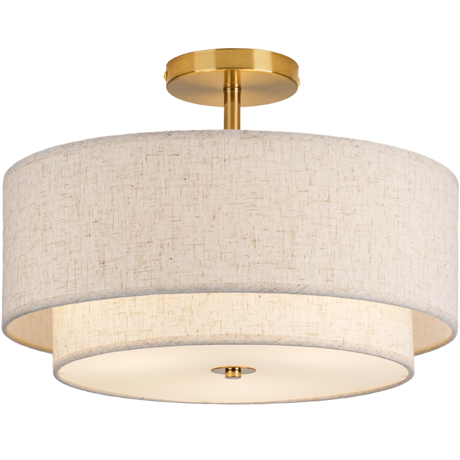 CALOKES Deckenlampe Ø40cm Beige-Gold dimmbar 3×E27 – Modernes Wohnzimmer Schlafzimmer