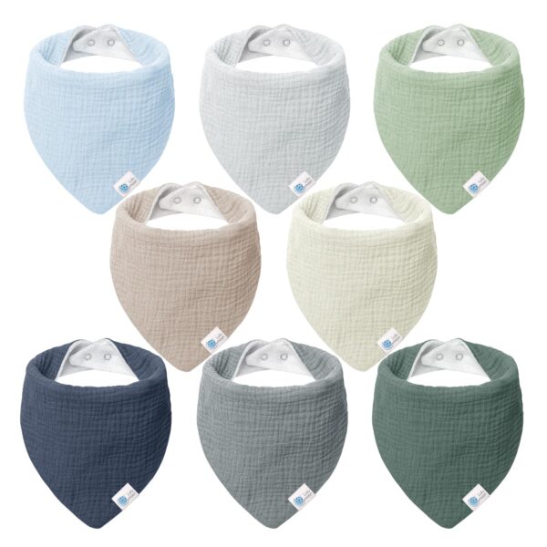 lulumoon Sabberlätzchen Baby Musselin 8er-Set – Dreieckstuch für Jungen & Mädchen
