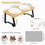 Lannvan Katzennapf 2er Set Erhöht – Ergonomische Futterstation mit Keramik & Bambus – Bild 2