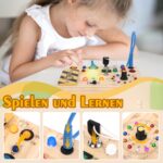 Hoarosall Montessori Aktivitätsbrett mit Uhr – 10 LED-Schalter Sensorikspielzeug ab 1 Jahr – Bild 4