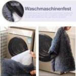 NAILAO Hundebett 100x70cm Grosse Hunde – Weiches Plüsch-Hundekissen waschbar Grau – Bild 4