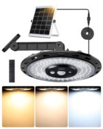 FabStyl Solar-Hängelampe 3000LM mit Bewegungsmelder & 3 Farbtemperaturen – Fernbedienung IP65