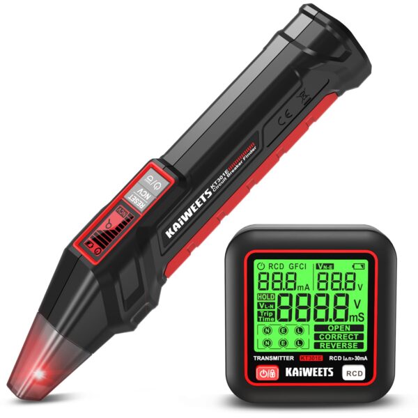 KAIWEETS Stromkreisfinder-Set mit LCD-Display – Steckdosentester & RCD-Prüfung für Elektriker