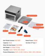 VEVOR Dörrautomat mit 6 Edelstahlschalen – 400 W Futtertrockner mit digitaler Temperaturregelung – Bild 8