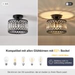 Vikaey Kristall Deckenlampe Schwarz Ø23cm – Moderner Kronleuchter mit E27 Fassung – Bild 7
