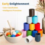 Montessori Holz Sortier- und Stapelspielzeug mit 12 Regenbogenkugeln – Feinmotorik für Kinder ab 2 Jahren – Bild 5