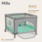 Lionelo Mille 2-in-1 Laufstall & Reisebett 100x100 cm – Faltbar mit Matratze für 0-36 Monate – Bild 3