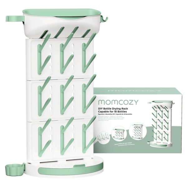 Momcozy Babyflaschen Trockenständer – Vertikaler Flaschenhalter für 18 Flaschen mit Reise-Set
