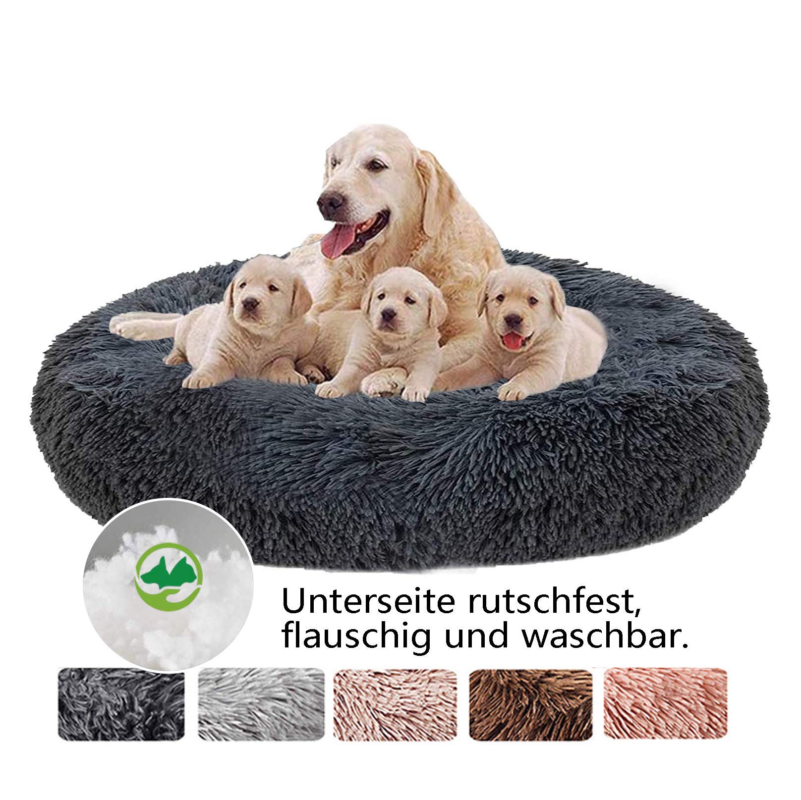71h3Lkfo34L._SY1615_.jpg Haoye Hundebett Donut Flauschig – Weiches Haustierkissen in 7 Grössen – Bild 1