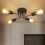 CBJKTX 4-flammige Deckenleuchte Vintage Schwarz E27 – Industrial Design für Küche & Wohnzimmer