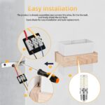Gleonlux Wandleuchte Holz mit Stoffschirm – Retro Wandlampe E14 für Wohnzimmer & Flur – Bild 5