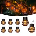 Hqynss 8er Solar-Hängeleuchten mit Flammeneffekt – IP65 Gartenleuchten für Aussen