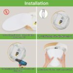 Kimjo LED-Deckenleuchte Ø 30 cm Holz Weiß – Warmweisses Licht 3000K für Wohnzimmer – Bild 6