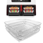 ulafbwur Dörrgitter Edelstahl 3er Set stapelbar – Multifunktionales Fritteusenzubehör – Bild 4
