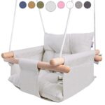 Cateam Babyschaukel Holz mit 5-Punkt-Sicherheitsgurt – Hängeschaukel für Innen & Aussen