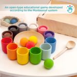 Ulanik Holz-Sortierset mit 12 Kugeln & Bechern – Montessori Spielzeug ab 1 Jahr – Bild 3