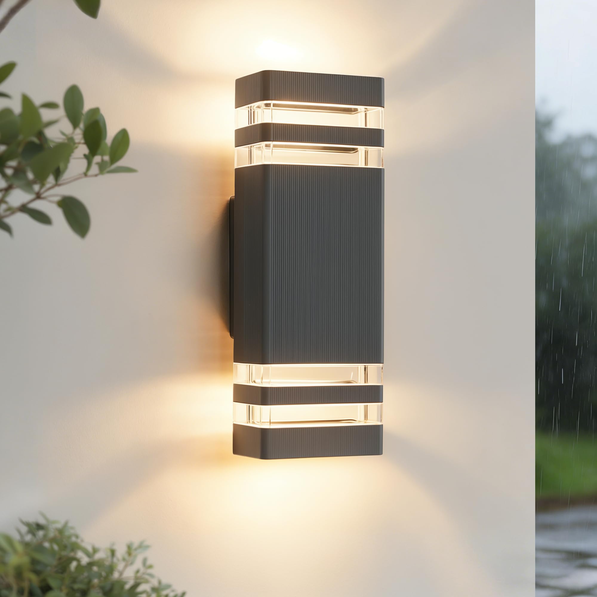 JNR Aussenlampe Wand IP54 – Wasserdichte LED-Wandleuchte Anthrazit für Aussen