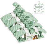 Anstore Mitwachsende Kinderkleiderbügel 20er Set – Verstellbar & Rutschfest in Grün