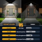 TECKNET 2er Set Solarlampen mit Bewegungsmelder 416 LED – 4200 lm IP66 Wandleuchte – Bild 4