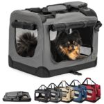 lionto Hundetransportbox 50x34x36 cm – Faltbar mit Liegekissen für Hunde & Katzen bis 10 kg