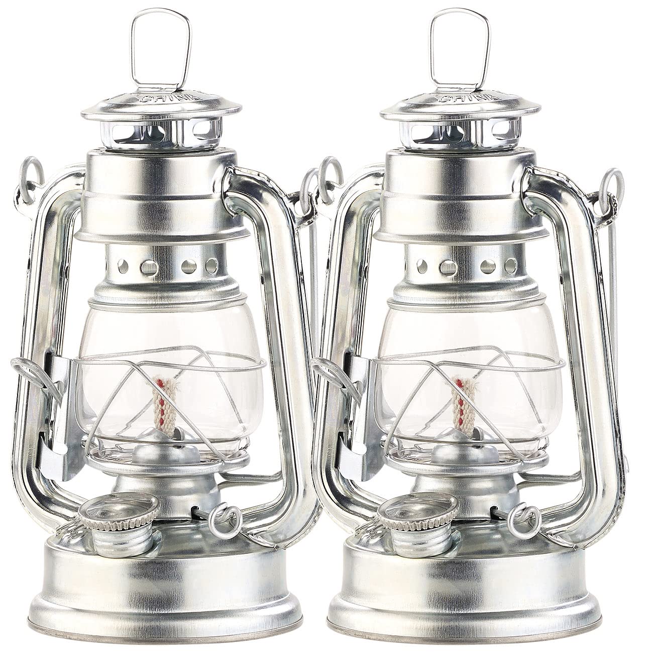 Lunartec 2er-Set Petroleum-Sturmlaternen 18,5 cm – Authentisches Flammen-Licht für Garten & Terrasse