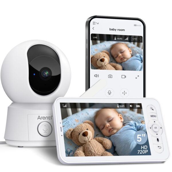 ARENTI Babyphone mit 5" Display & 1080P PTZ Kamera – App-Steuerung & Nachtsicht für Babys