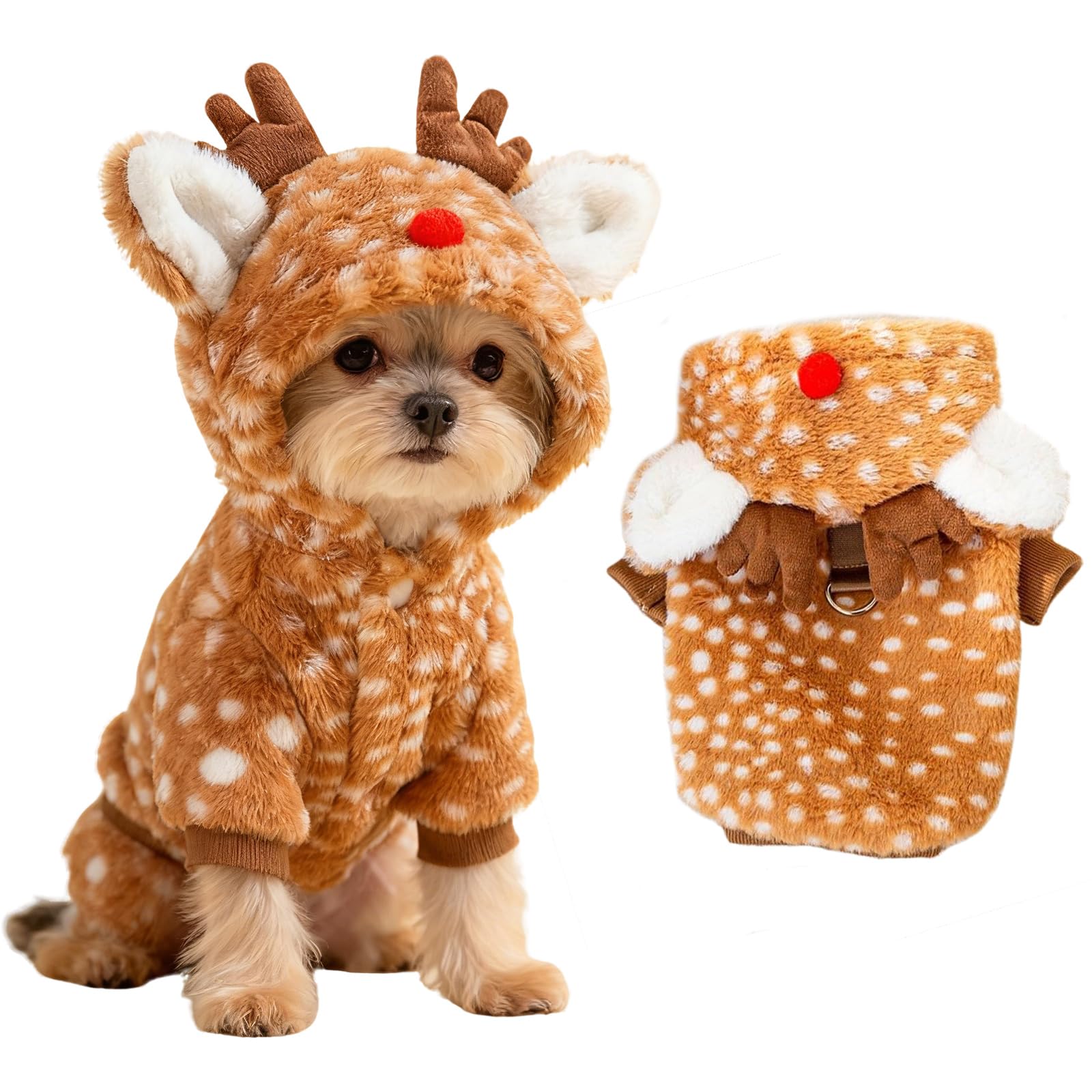 TECHEEL Weihnachts-Elchkostüm für Katzen & kleine Hunde Grösse L