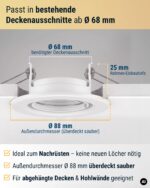GU10 Einbaustrahler 10er Set Ø68mm – Schwenkbare Deckenspots weiß matt für LED & Halogen – Bild 2