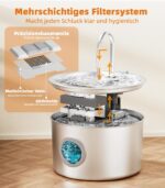 UPAWPIA 3.2L Katzenbrunnen Edelstahl mit 8 Filtern – Ultra leise Trinkbrunnen für Katzen – Bild 8