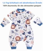 Chilsuessy Baby Ganzjahres Schlafsack 90-100cm – Abnehmbare Ärmel, 100% Baumwolle – Bild 2