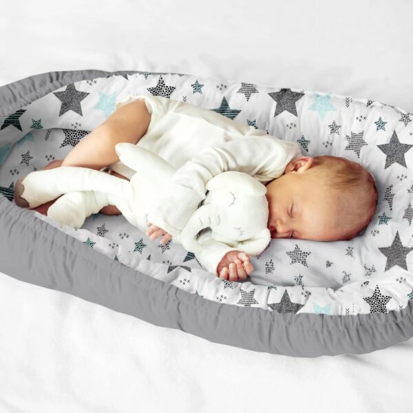 KOSPU Babynest 80x70cm aus 100% Baumwolle – Sicherer Kokon für Neugeborene