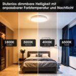Yesenlight LED-Deckenleuchte 36W 4000lm Ø30cm – Dimmbar mit Farbtemperatur & Nachtlicht – Bild 2