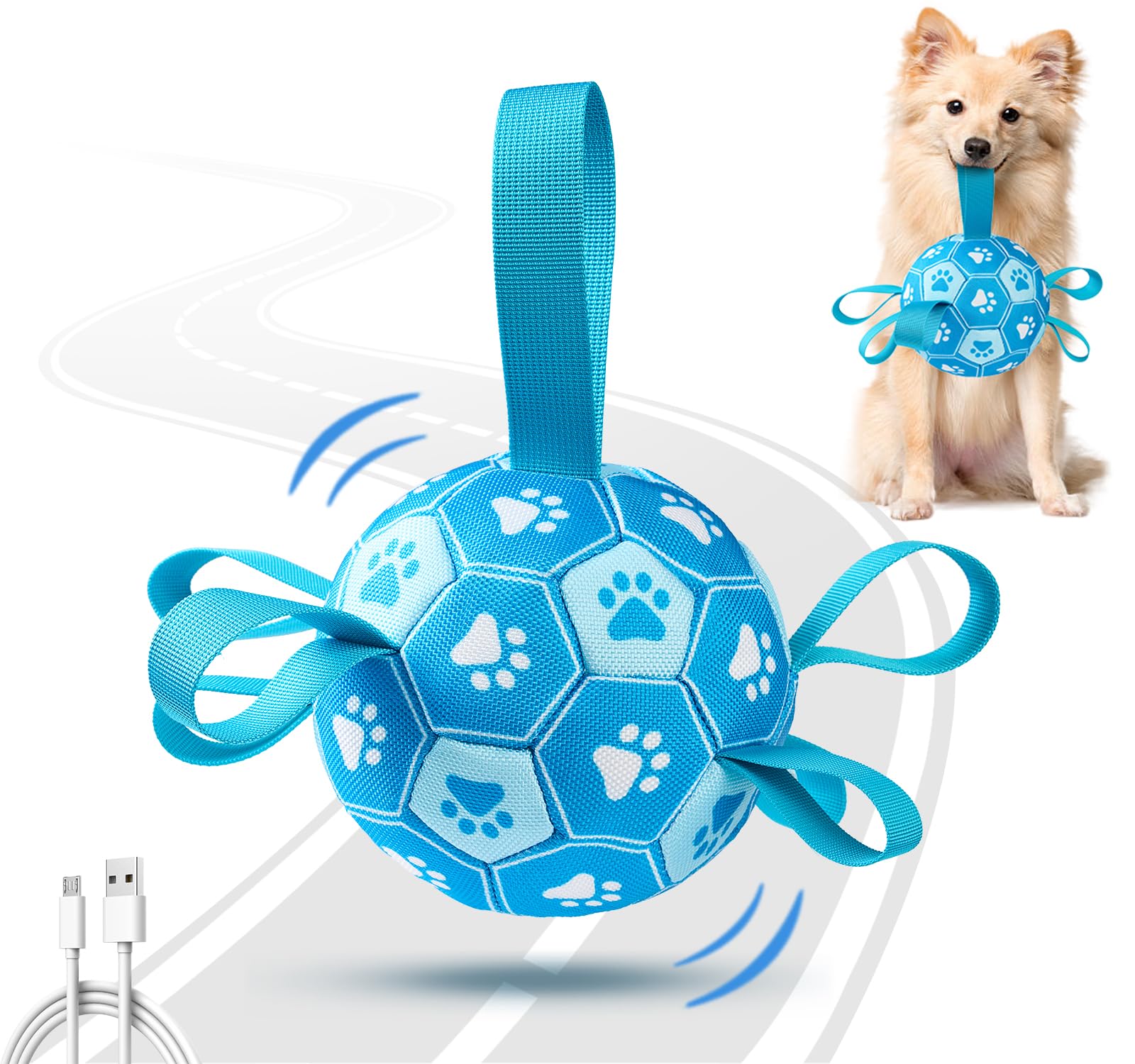 Qraxond Interaktiver Hundeball mit Bewegungssensor – USB-aufladbar für kleine bis grosse Hunde