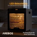 Arebos Dörrautomat 800W mit 12 Edelstahlgittern – 29L Dehydrator für Obst, Gemüse & Fleisch – Bild 7