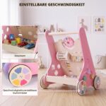 Takeeyce Montessori Lauflernwagen Holz – 8 Spielaktivitäten & Einstellbare Räder ab 10 Monate – Bild 4