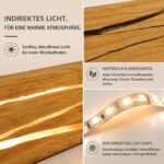 ZMH LED Wandleuchte 50 cm Holz – 8W Warmweiss indirekt für Schlafzimmer & Flur – Bild 4