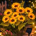 HuaMuDM 3er Set Solar Sonnenblumen – LED Gartenleuchten wasserdicht für Garten & Terrasse