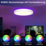 Aulaiyi LED Deckenleuchte 50cm, 36W RGB Dimmbar – Fernbedienung & Farbwechsel – Bild 8