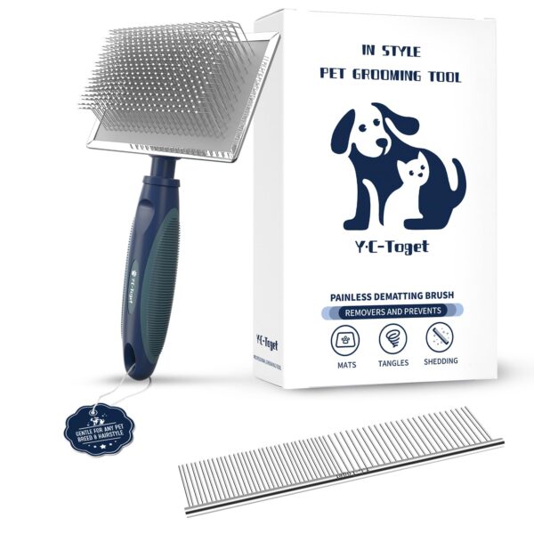 Y.C-Toget Slicker-Bürste mit Schutz-Kugelspitzen – Sanfte Fellpflege für Hunde & Katzen