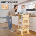 labebe Lernturm klappbar 3 in 1 – Montessori Learning Tower mit Kreidetafel ab 1 Jahr – Bild 6