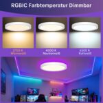 Aulaiyi LED Deckenleuchte 50cm, 36W RGB Dimmbar – Fernbedienung & Farbwechsel – Bild 6