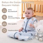 Yukkidds Babyschlafsack 1.5 Tog 12-18 Monate – Ganzjahres Baumwolle, 2er Pack Blau – Bild 2