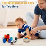 Montessori Holz Sortier- und Stapelspielzeug mit 12 Regenbogenkugeln – Feinmotorik für Kinder ab 2 Jahren – Bild 6