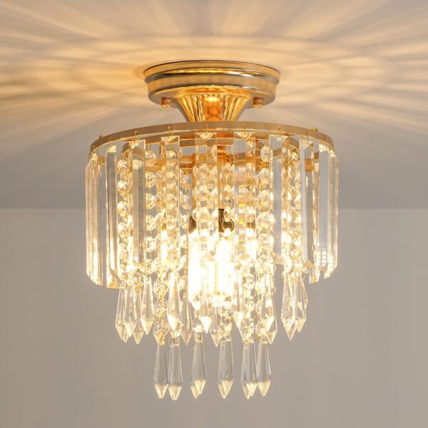 FRIDEKO HOME Kristall-Kronleuchter Ø 23 cm – Elegante E27 Deckenlampe für jeden Raum
