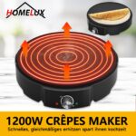 HOMELUX Crêpes Maker Ø 30 cm mit 1200W – Antihaftbeschichtung & Temperaturregler – Bild 4