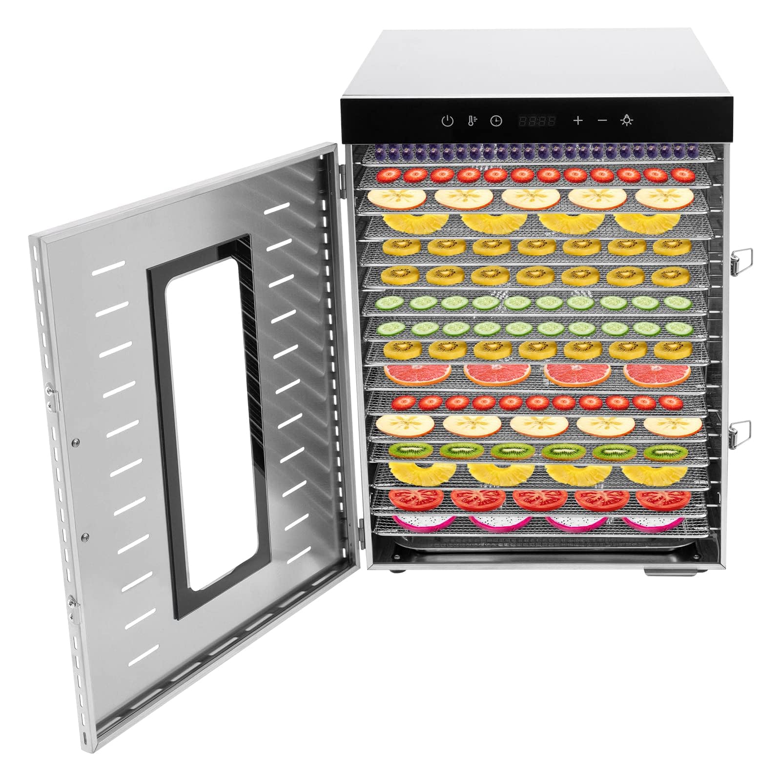 YNAADYH Dörrapparat 16 Etagen – Edelstahl Dehydrator für Obst, Gemüse & Fleisch