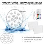 HOSPAOP Unterwasser LED Poolbeleuchtung – RGB 13 LEDs mit RF Fernbedienung & USB, 2er Set – Bild 2