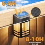 btfarm 4er-Set Solar-Wandleuchten mit 3-Stufen-Helligkeit – IP65 Warmweiß für Garten & Terrasse – Bild 3