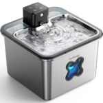FEELNEEDY Katzenbrunnen 3.2L Kabellos mit 4000mAh Akku & Bewegungsmelder – Edelstahl